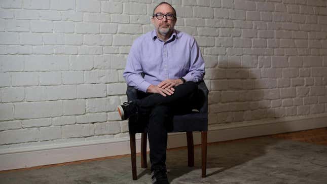Jimmy Wales posing for a portrait in London, 2021. 