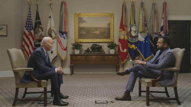 President Joe Biden and Kal Penn on The Daily Show