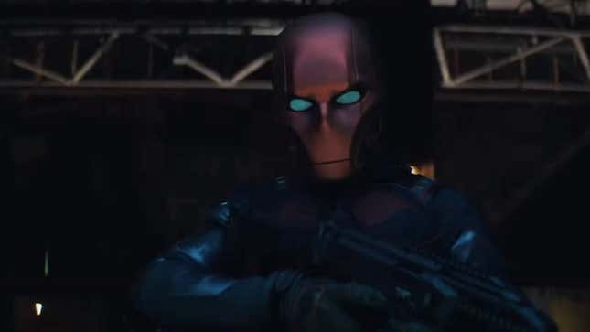 Curran Walters as Jason Todd, now transformed into his alternate DC Comics persona, the Red Hood, in Titans' third season.