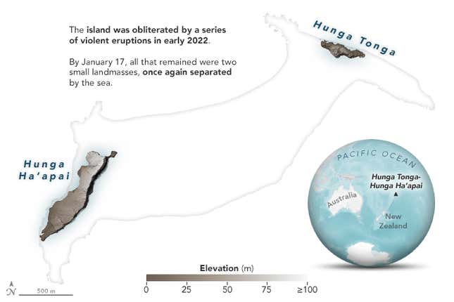 How the area appeared after the eruption.