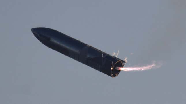 A test flight of SpaceX's next-generation launch vehicle, Starship.