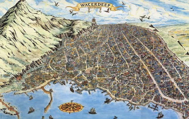 Map of Waterdeep, designed by Jeff Easley with cartography from Dennis Kauth and Frey Graphics.