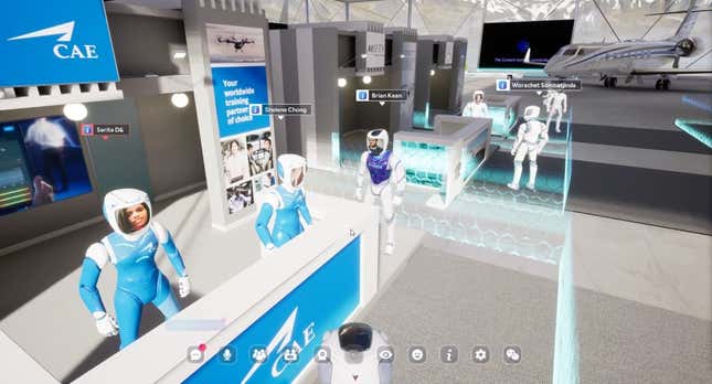 Participants can customize their avatar’s appearance and choose to project a photo or live video of their faces.