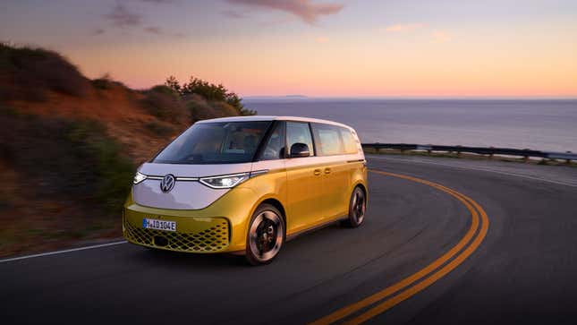 A photo of a VW ID Buzz electric bus.
