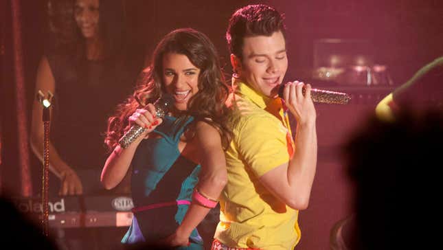 Lea Michele and Chris Colfer on an episode of Glee in 2013. 