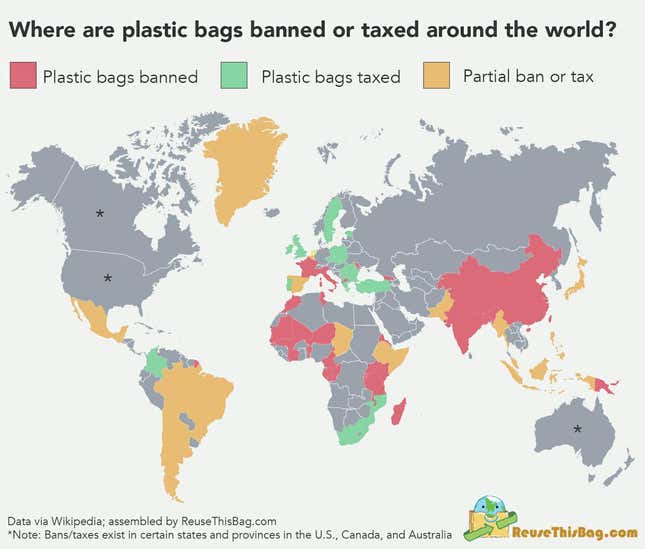 Image for article titled All the places plastic bags are banned around the world