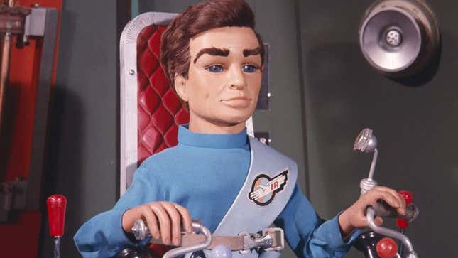Scott Tracy, pilot of Thunderbird 1, at the controls of his rocket ship.