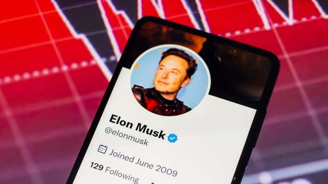 Stock photo of Elon Musk's Twitter account on phone