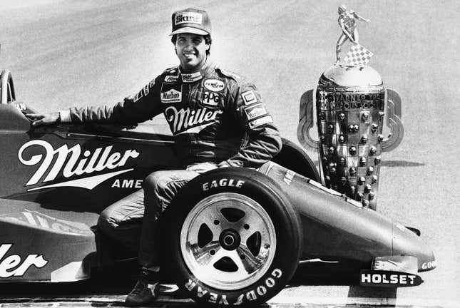 Danny Sullivan after winning the 1985 Indy 500.
