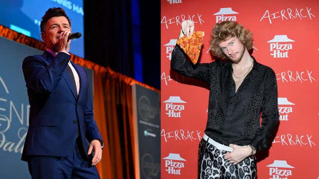 Left: Rick Astley (Photo: Roy Rochlin/Getty Images), Right: Yung Gravy (Photo: Charley Gallay/Getty Images for Pizza Hut)