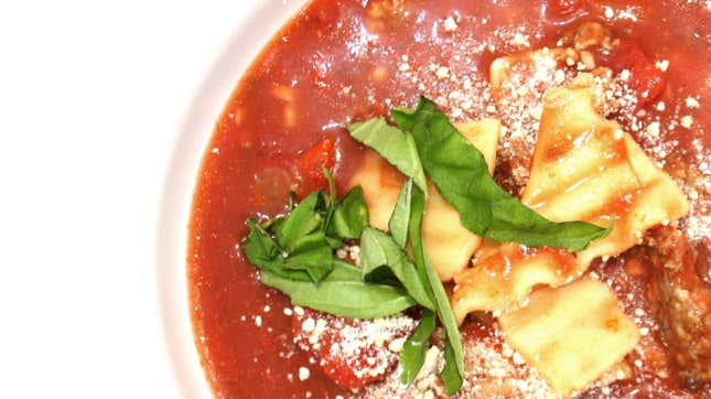 Lasagna Soup against white background