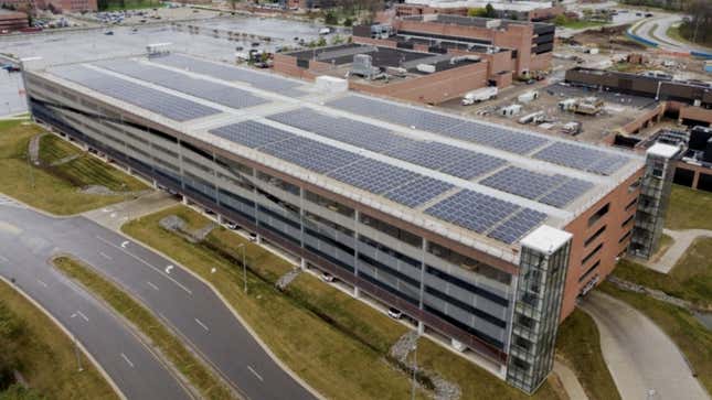 Solar installation at parking garage of Ford Research &amp; Engineering Center
