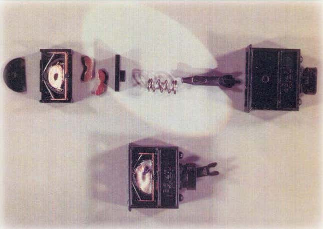 A disassembled power switch from a bugged typewriter