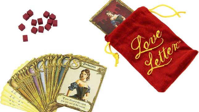 Pieces of the card game Love Letter.