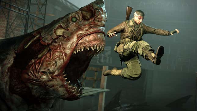 A zombie shark tries to eat a WW2 soldier, and I'm sorry.