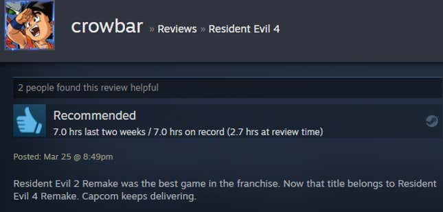 Image for article titled Resident Evil 4 Remake As Told By Steam Reviews