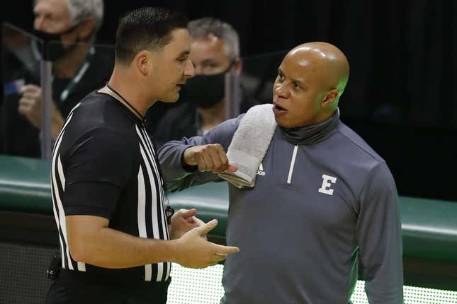 (File photo) Pistons assistant general manager Rob Murphy (pictured as head coach at Eastern Michigan) was fired following an investigation into workplace conduct.