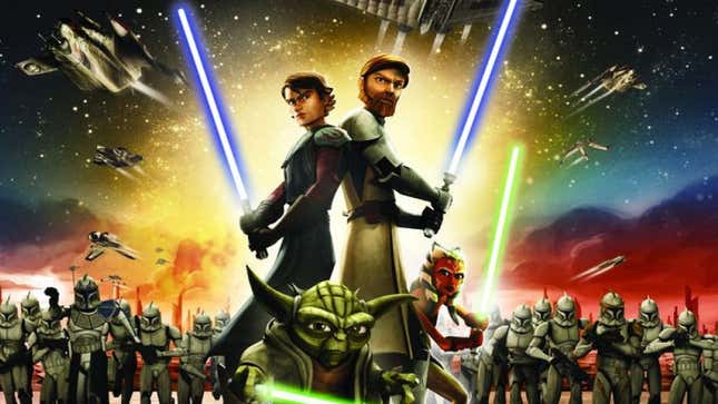 An image shows the Clone Wars movie poster. 