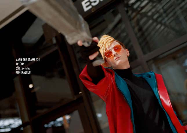 Vash the Stampede from the Trigun manga cosplay at Japan Expo 2023.
