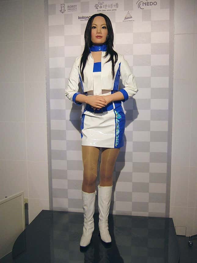 A ‘gynoid’ customer service robot in female form.