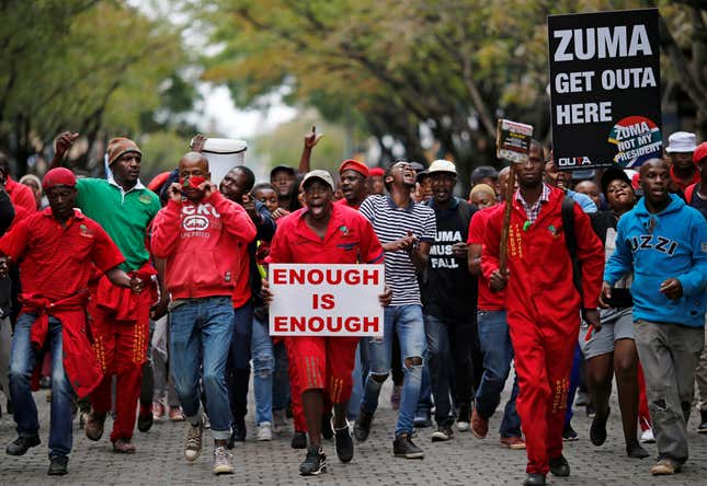 Protests against South Africa’s president Jacob Zuma increase as young people join in