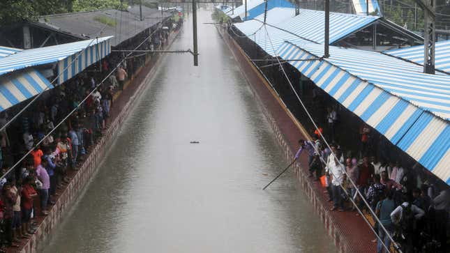 Several trains have been delayed and cancelled in the city due to flooded railway tracks.