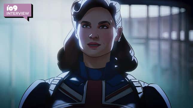 Captain Peggy Carter standing in a beam of light, as one does.