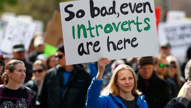 Protesters carry placards during a march for science Saturday, April 22, 2017, in Denver. The Mile High City is joining communities around the globe where people are marching to defend scientific work from attacks including U.S. government budget cuts. (AP Photo/David Zalubowski)