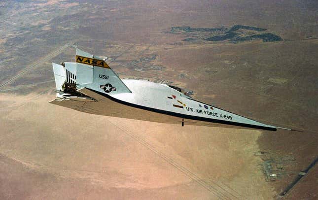 The X-24B had no wings. Here it is flying over California.