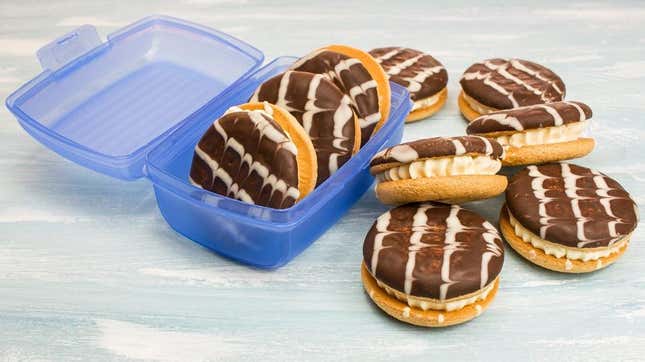 Cookies in open plastic container