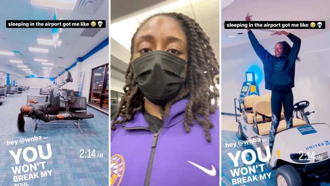 Image for article titled WNBA Players Troll League After Having to Sleep at Airport