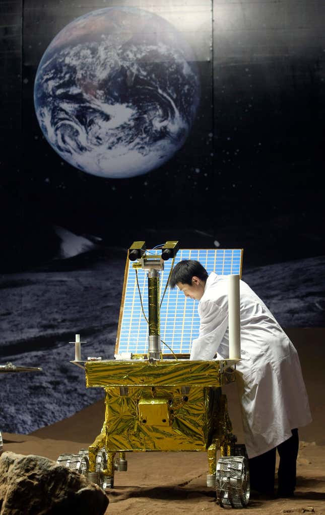 A prototype of China’s first lunar rover that will land on the moon sometime in December.