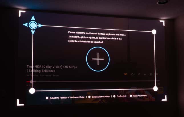 The keystone calibration points offered by the JMGO N1 Ultra projector.