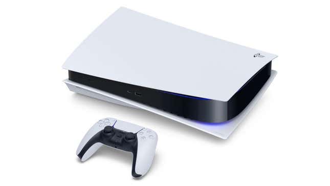 A render is shown of a PlayStation 5 and a DualSense controller.