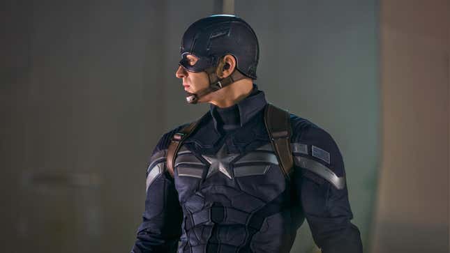 Captain America in his full armor in a picture from Captain America and the Winter Soldier.