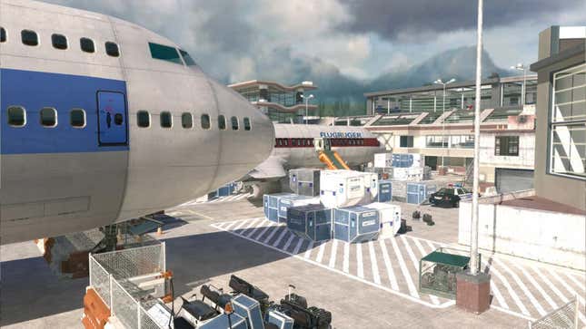 The loading screen for Terminal, which shows airplanes parked on the tarmac.