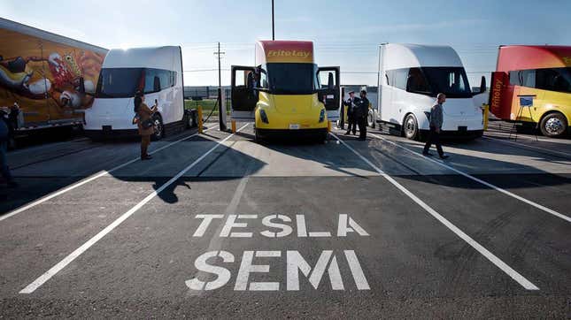 Image for article titled Tesla Wants Millions In Federal Money For Semi Charger Route