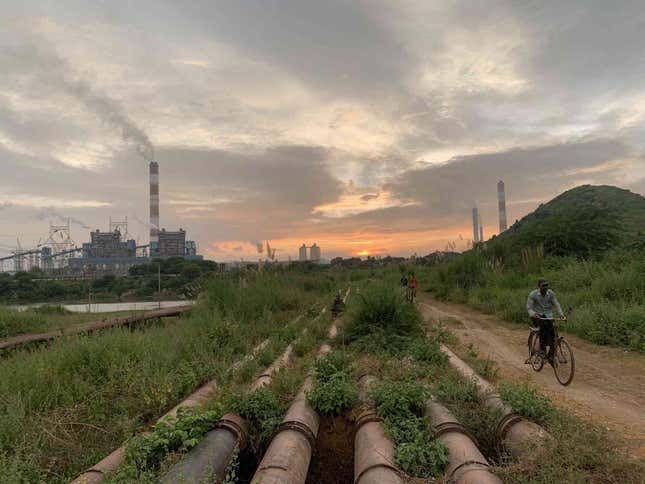 The landscape of Anpara is dominated by the chimneys of thermal power plants, which many believe are the main source of pollution in the city.