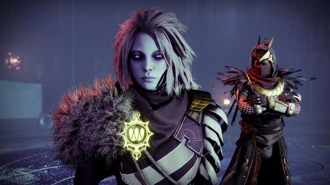 Destiny 2's Mara Sov stands in front of the Warlock Osiris in her Dreaming City Tower.