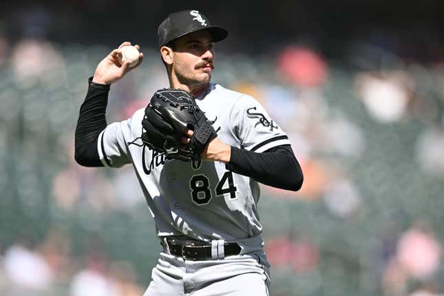 Apr 10, 2023; Minneapolis, Minnesota, USA; Chicago White Sox starting pitcher Dylan Cease (84) in action against the Minnesota Twins at Target Field.