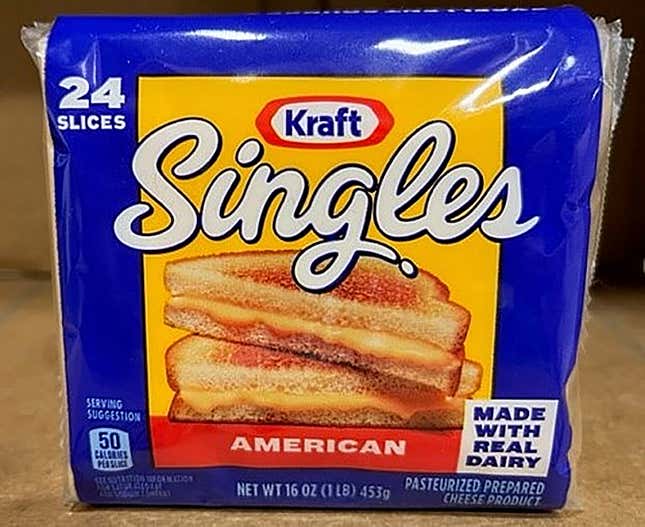 This image provided by Kraft Heinz shows a 24-pack of American cheese slices. Kraft Heinz said Tuesday, Sept. 20, 2023 it&#39;s recalling more than 83,000 cases of individually-wrapped Kraft Singles American processed cheese slices because part of the wrapper could stick to the slice and become a choking hazard. (Kraft Heinz via AP)