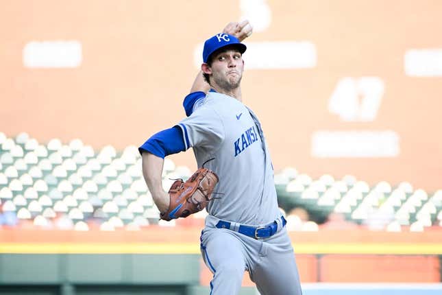 Jun 20, 2023; Detroit, Michigan, USA; Kansas City Royals starting pitcher Daniel Lynch (52) pitches during the first inning against the Detroit Tigers at Comerica Park.