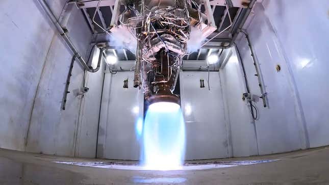 An Aeon-1 3D-printed engine undergoing tests. The engine powers Relativity Space’s Terran 1 rocket. 