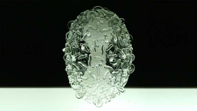 A glass sculpture of variola, the virus that causes smallpox.