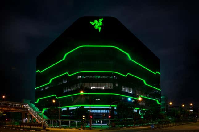 The Razer offices at night.