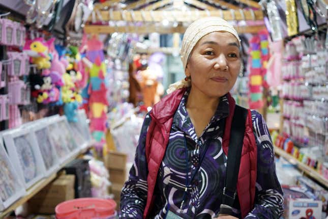 In this store, Baket bought false eye lashes and souvenirs to bring back home.