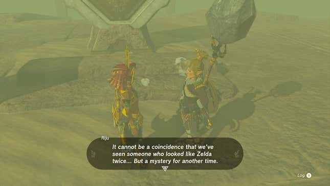 Link silently listens as yet another friend is bemused by fake Zelda.