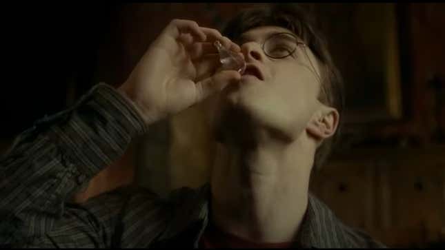 Harry Potter drinks Felix Felicis