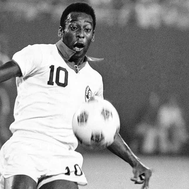 Pelé, in one of his last games for the New York Cosmos, August 1977.