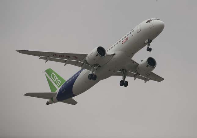 Comac’s widebody prototype, the C919.